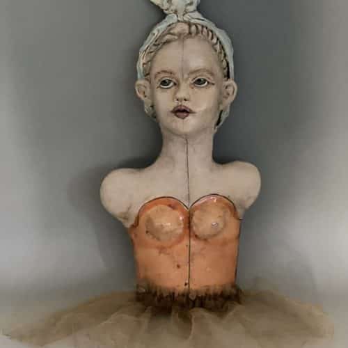 Ballerina 10x9x3.5 ceramic sculpture