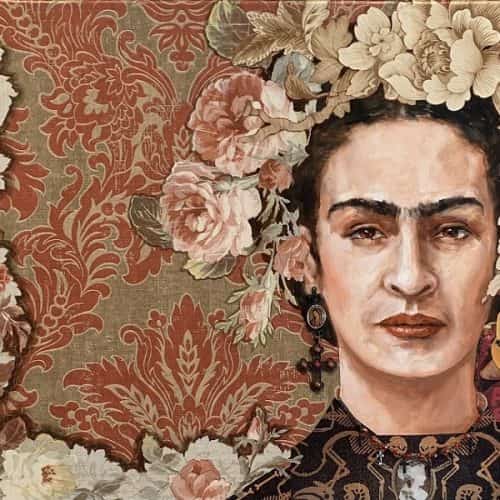 Marcia Cone The Beatification of Frida oil collage 18x24 WEB