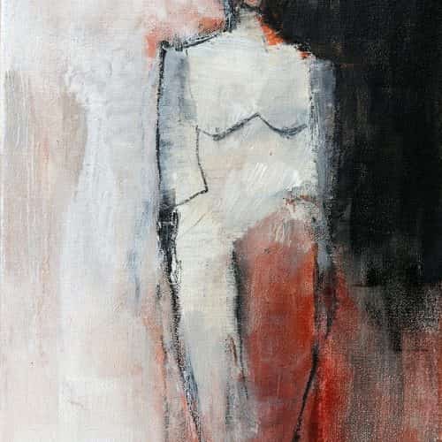 Figure with Orange II 12 X 9 mixed media canvas 1