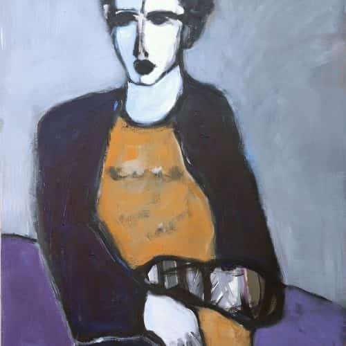 Girl on Purple Chair 48 X 36 acrylic on canvas