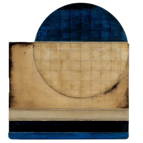 Marco Logsdon. Circle out 5. Oil Tar Resin on Reclaimed Panel and Tabletop. 30 by 40 inches.