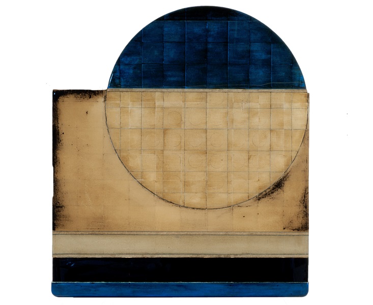 Marco Logsdon. Circle out 5. Oil Tar Resin on Reclaimed Panel and Tabletop. 30 by 40 inches.